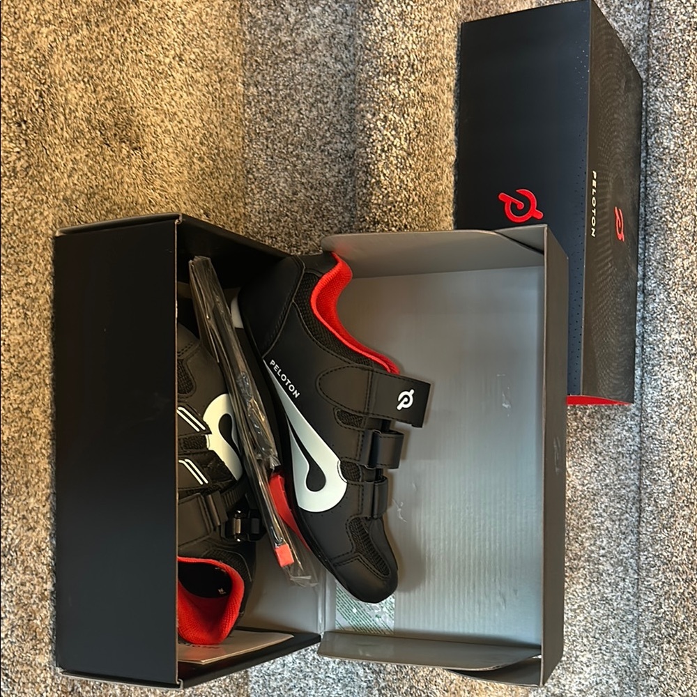 Peloton Black and Red Cycling Shoes
